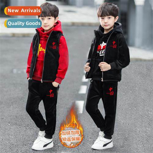 Autumn and winter new childrens sweater sweatpants vest thre