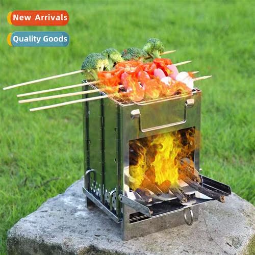 One- folding woodstoveOutdoor liftable barbecue grillCamping