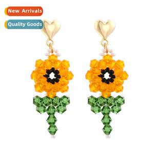 flowers small fresh Japanese fashi woven earrings temperam