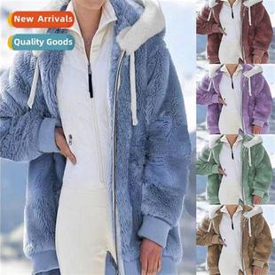 winter loose jacket new femal hooded fall zipper 2021 plush