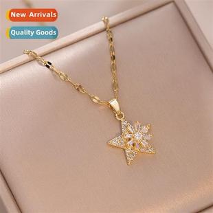rotating star flower Necklace does Dgdaemun pendant Women
