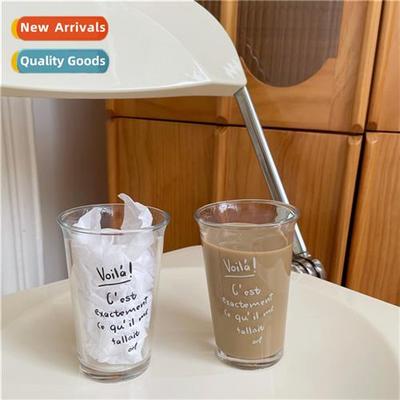 Korea ins simple large-capacy English glass cup thickened he