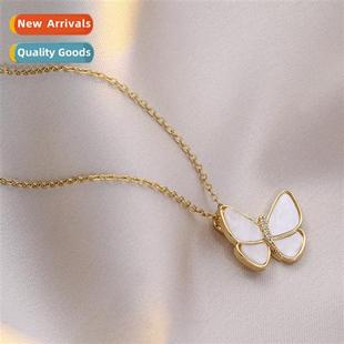 female Dgdaemun Tanium butterfly necklace niche lig steel