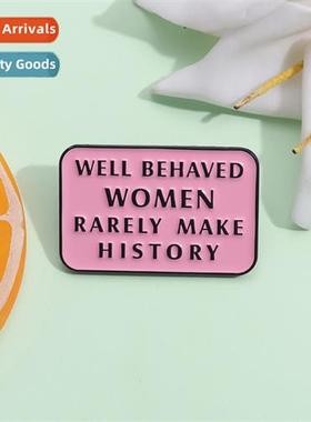 Shrimp skin new pink metal brooch cute letters English phras