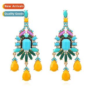 New exaggerated lg jelly crystal earrings retro retro fashi