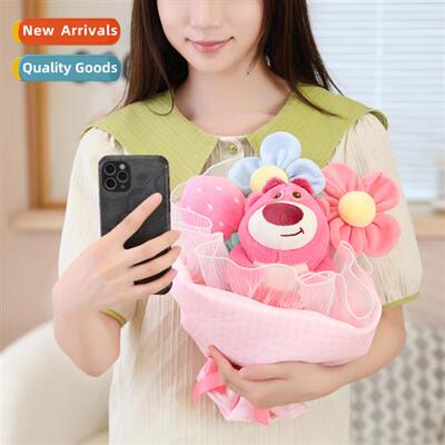 Strawberry bear bouquet gift box plush toy Pooh bed presser