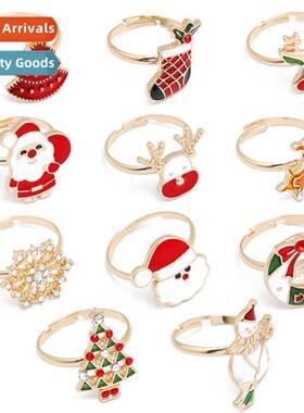 TIKTOK Christmas ring carto snowman moose children candy rin