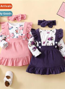 Girls spring  autumn  2021 new n flowers printed lg-sleeved