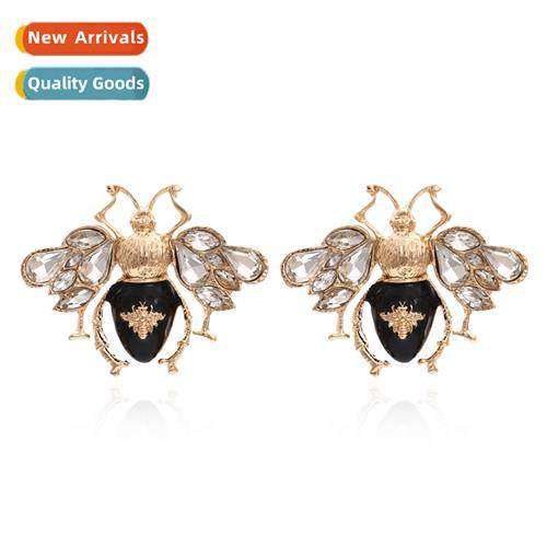 retro metal drilling bee earrings exaggerated alloy oil drop