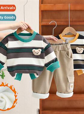 Childrens clothing boys padded su 2023 winter new striped ca