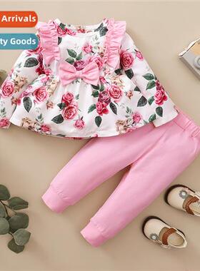 Girls Spring  Autumn 2021 new n floral print lg-sleeved top