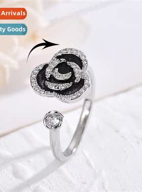 Rotating ring can be turned rose flower ring women h jewelry