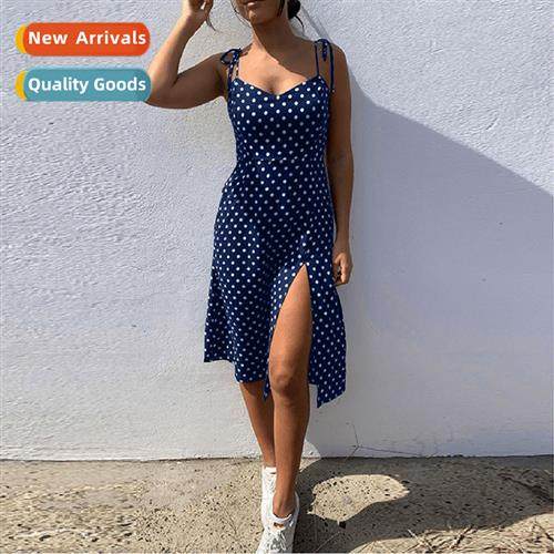 2021 Backless Black and Whe Polka Dot Spl Dress wh Elastic S