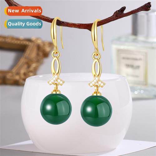 Vintage natural green agate jadee carnelian earrings for wom