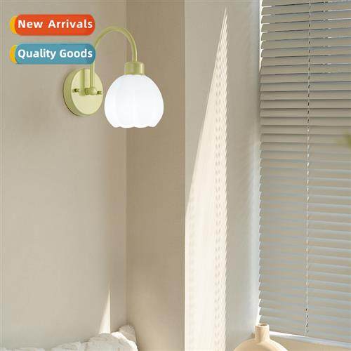 Scinavian cozy bedroom bedside wall lamp simple retro cream
