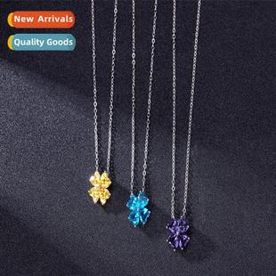 female lucky pendant simple swee clover necklace leaf four