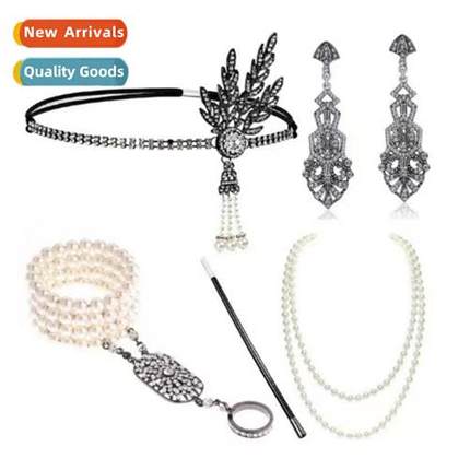 1920s Gatsby Bachelorette Party Set Decorati Headdress Neckl