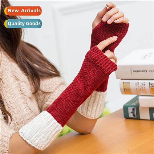 Korean versi   ladies gloves colour blocking computer typing