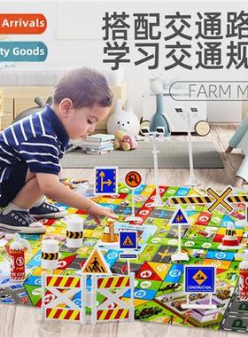 Childrens toys waterpro cy traffic scene map road signs acce