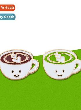 Creative cute carto tea cup cfee cup brooch cfee metal oil d