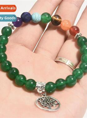 New Handmade Seven Veins Tree  Life Pendant String Pink Crys