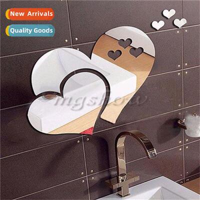 Love shape decorative mirror home cozy brocade surface stick