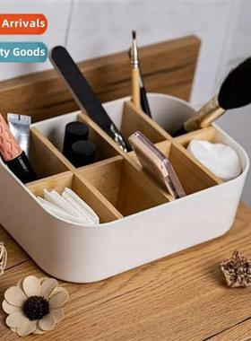 Desktop bamboo fiber storage box household sundries compartm