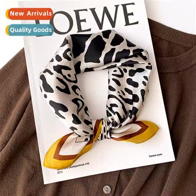 Silk silk scarf small square scarf female wild leopard mulbe