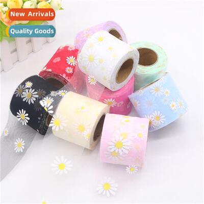 6cm*25 yards sweet daisy mesh tulle roll DIY headdress  acce