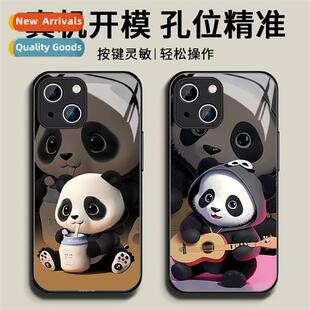 Guochao pa iphe14 glass case apple 13 cute carto phe case ip