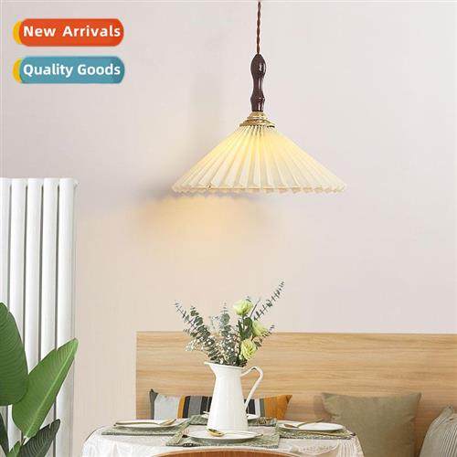 Vintage Scinavian pleated lampshade small chelier walnut Jap