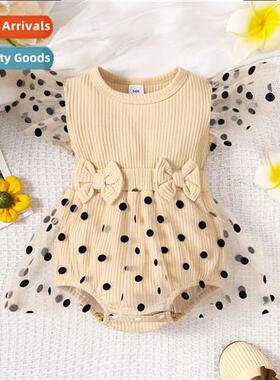 ins baby spring  fall  2023 new n polka dot print baby girl