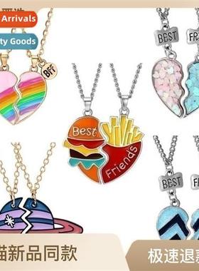 New rainbow burger fries necklace fashi heart patchwork good