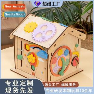 childhood early multifunctial busy six Wooden house Mtessori