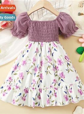 Girls Spring  Autumn 2023 new n solid color e-shoulder splic
