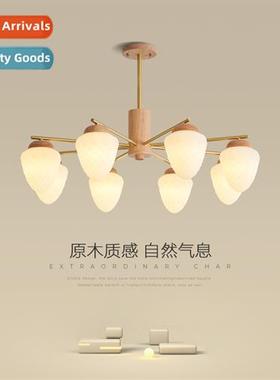 Living room chelier modern simple Japanese solid wood pine c