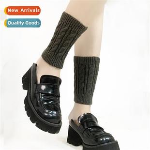 warm leg color twist simp solid knted Japanese Short warmers
