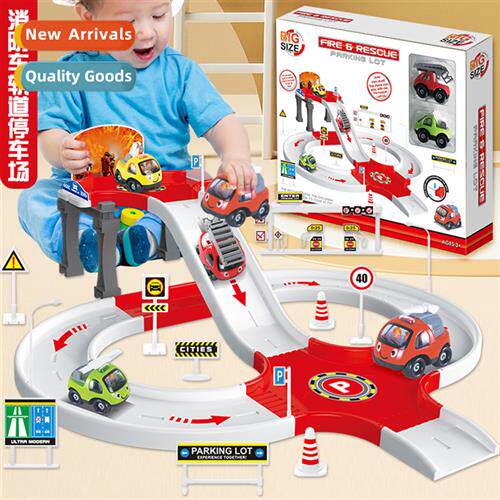 Childrens engineering car track parking lot taxiing fire eng