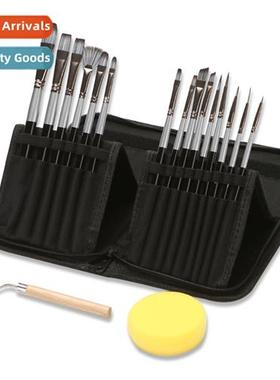 15 Silver  Black Dual Color Rod Watercolor Brushes Set Tri-c