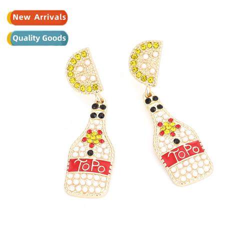 Persalized versatile colorful diamd fru wine bottle earrings