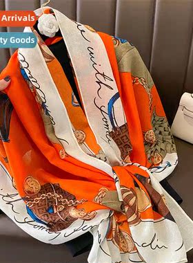 Cott linen scarf female fall and winter Korean versi   hundr