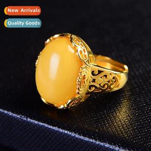beeswax ring womens Vintage natural style inlaid full ethnic
