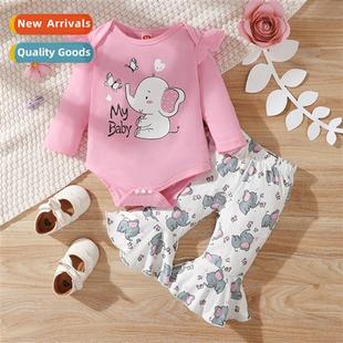 elephant fall printed sleeved new 2022 spring Girls