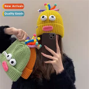 Autumn and winter quirky knted cap thickened warm ear protec