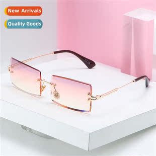 cut edge 2022 new fash female rimless sunglasses 8025 square