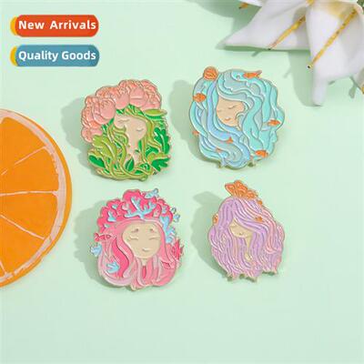 Creative cute flower fairy shape brooch goldfish ocean flowe
