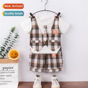 new sho sleeved tie dressy baby 2022 summer short Boys