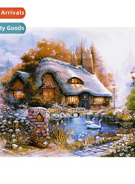 New small hmade full diamd decorative wall art forest snow s