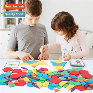 Wooden Creative Geometric Shape Puzzle Childrens Early Learn
