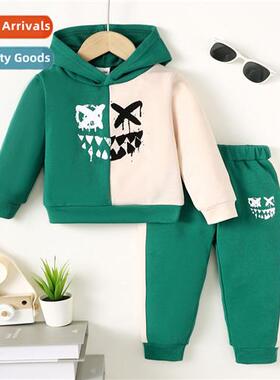 Boys spring  autumn  2023 new n letters printed hooded top +